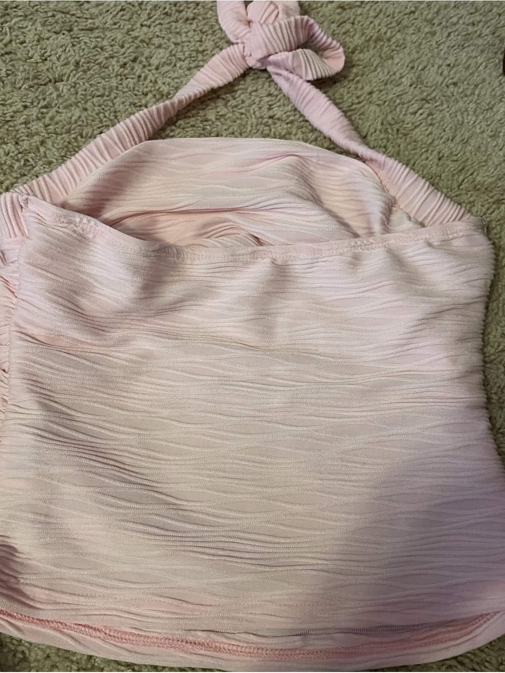 Light Pink Textured Halter Tank Top